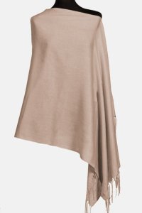 Esarfa bej inchis din cashmere subtire dreptunghiulara - 1