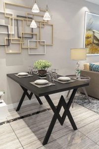 Resigilat:Masa bucatarie  texturata, negru,120x80x75 cm, 30410 - 1