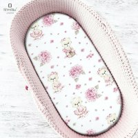 Cearceaf Elastic MimiNu pentru Landou, Carucior si Cosulet, 80x35 cm, Bumbac Oeko-Tex, Design Pink Ballerina - 1