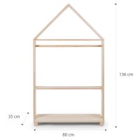 Childhome Casuta cu Roti - Mobilier Decorativ din Lemn Natural 80x135 cm - 1
