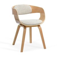 Scaun BUC 014 bej pentru living, cu cadru din lemn curbat si tapiterie din stofă - 1