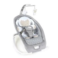 Ingenuity Cuddle Lamb, sezlong balansoar 2 in 1, spatar reglabil in 3 pozitii, melodii si sunete din natura, 0-30 luni, Grey - 1