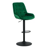 Scaun de bar reglabil din catifea verde ABS 145, rotativ si cu suport pentru picioare - 1