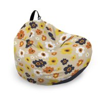 Husa pentru fotoliu Puf Bean Bag Para L, model Daisy pe fundal bej, fara umplutura - 6