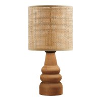 Veioza Salpe din lemn de fag si ratan natural - 15x15x32 cm - 1