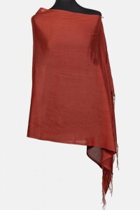 Esarfa dreptunghiulara din cashmere subtire in nuante de caramiziu roscat - 1