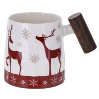 Cana din Portelan cu Maner din Lemn 320ml DEER WHITE - 1