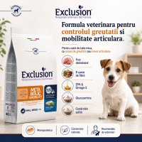EXCLUSION Monoprotein VD Metabolic & Mobility Small, XS-S, Porc și Fibre, dietă veterinară, hrană uscată câini, obezitate, sistem articular, 2kg - 3