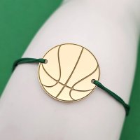 Bratara personalizata cu minge de baschet - Argint 925 placat cu Aur Galben 18K - 1