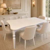 Masă dining Verona din MDF, alb, 160 × 90 × 76 cm, 6 persoane - 1