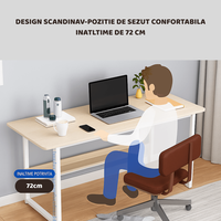 Birou pentru calculator cu raft HomeOFFICE, model scandinav,Maro,picioare metal,100x45x72 cm - 4