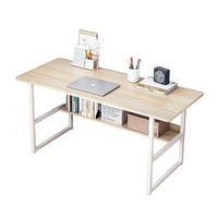 Birou pentru calculator cu raft HomeOFFICE, model scandinav,Maro,picioare metal,100x45x72 cm - 1