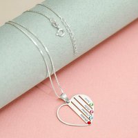 Lantisor Familie Inima - 4 membri - Argint 925 cu cristale Swarovski - 1