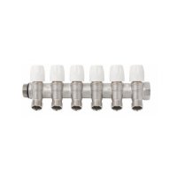 Distribuitor din alama cu 6 cai si robineti, filet lateral de 1 inch - 1