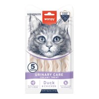 WANPY Urinary Care Creamy Treats, Rață și Pui, punguță recompense funcționale pisici, sistem urinar, (piure), 70g - 2