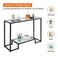 Consola Daria din sticla si metal negru, 100 cm - 1