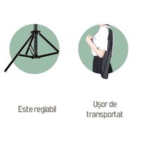 Trepied Telescopic, Pentru Telefon/Camera Foto, Telecomanda Bluetooth, Rotire 360°, H68-210cm, Husa, Aluminiu, OBRALIX® - 2