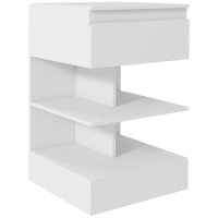 Noptiera Eleganta HOMCOM din PAL si MDF cu Sertar si 2 Rafturi, Dimensiuni 39x39x65 cm, Alb - 1