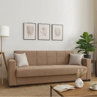 Canapea extensibila Marbella, cu lada de depozitare, 210 x 78 x 78 cm, stofa maro - 1