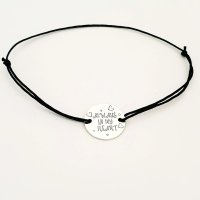Bratara personalizata Always in my heart - Argint 925 cu snur negru - 1