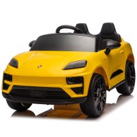 Masinuta electrica pentru copii, Porsche Macan, 140W 12V, roti EVA, scaun tapitat, echipata premium, galbena - 1