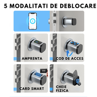 Butuc Smart Lock cu 5 Metode de Deblocare - Amprenta, Aplicatie Mobila si Cheie Mecanica - 8