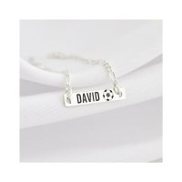 Bratara personalizata cu minge de fotbal - Argint 925 - Lantisor pentru fata sau baiat - 1