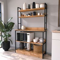 Raft de Bucatarie Panama cu Rafturi Deschise si Inchise, 80 x 170 cm, Suport pentru Microunde, Cadru Metalic Rezistent, Stil Industrial Modern - 1