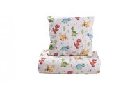 Set lenjerie 5 piese pentru patut 120x60 cm bumbac model Dinozauri - 1