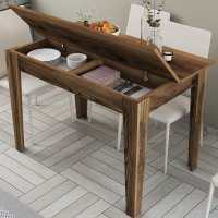 Masa de bucatarie Hanah Home, pal melaminat, nuc, dimensiuni 110x72x75 cm - 6