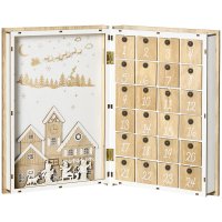 Calendar de Advent HOMCOM - Calendar de Craciun cu decoratiuni tematice in forma de carte - 1