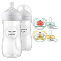 Set ingrijire Philips Avent: Biberon Natural Response 330 ml (3 luni+) si Suzete Ultra Air Ortodontice (0-6 luni) - 1