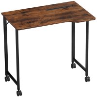 Birou Pliant HOMCOM 80 x 52 cm cu Roți pentru Calculator, Montaj Simplu, Maro | Aosom Romania - 1