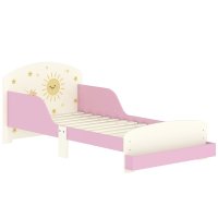 AIYAPLAY pat pentru copii, roz, cu design cu stele si spatiu de depozitare - 1