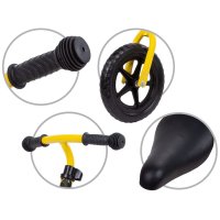 Bicicleta copii fara pedale Kidwell Rebel Yellow 12 inch, varsta 3-4 ani, ghidon cu cu inaltime reglabila, roti late din cauciuc EVA, scaun moale, reglabil, greutate mmaxima admisa 30 kg, inaltimea 80-120 cm - 2