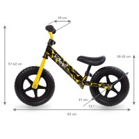 Bicicleta copii fara pedale Kidwell Rebel Yellow 12 inch, varsta 3-4 ani, ghidon cu cu inaltime reglabila, roti late din cauciuc EVA, scaun moale, reglabil, greutate mmaxima admisa 30 kg, inaltimea 80-120 cm - 4