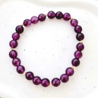 Bratara Chic Bijoux din Ametist cu Bilute de Aur 14K - Snur Elastic - 1