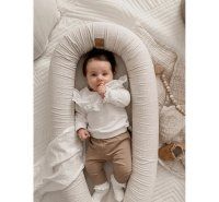 Suport de dormit Babynest 2 in 1 BabySteps bara protectie patut Premium din in Alb 95x53 cm - 6