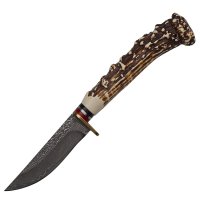 Cutit de vanatoare DEPOX The Goat Knife, 21 cm, bej, cu husa din piele ecologica - 5