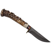 Cutit de vanatoare DEPOX The Goat Knife, 21 cm, bej, cu husa din piele ecologica - 4