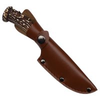 Cutit de vanatoare DEPOX The Goat Knife, 21 cm, bej, cu husa din piele ecologica - 3