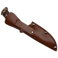 Cutit de vanatoare DEPOX The Goat Knife, 21 cm, bej, cu husa din piele ecologica - 1