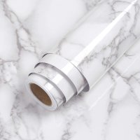 Set 3 X Autocolant Marmura ALBA 60 x 300 Autoadeziv Rezistent pentru Mobila - 1