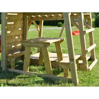 Turn de joaca cu 2 platforme, panou de catarare, tobogan, leagan, masuta de picnic cu bancute si lada de nisip - 4