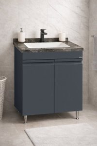 Baza frontala MDF cu Lavoar seria 886, 60 cm, antracit, montata - 1