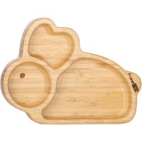 Farfurie compartimentata FreeON Bunny din bambus cu ventuza - 1