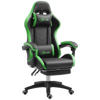 Scaun Gaming Vinsetto Ergonomic cu Înălțime Reglabilă, Spătar Rabatabil, 65x65x121-129 cm, Negru | Aosom Romania - 1
