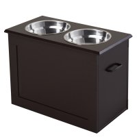 Set Boluri PawHut pentru Caini, Hrănitor Dublu Ergonomic, Alb si Gri | Aosom Romania - 1