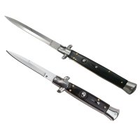 Set 2 briceaguri automate vanatoare IdeallStore®, Italian Blade, Stiletto, otel inoxidabil, negru - 7