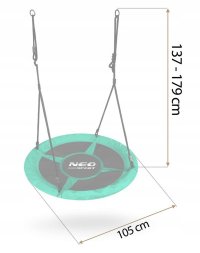 Leagan tip cuib pentru copii Neo-Sport Swingo 100 cm Verde cu Cadru din otel, Husa impermeabila si rezistenta Oxford 600D, Greutate suportata 150kg - 6